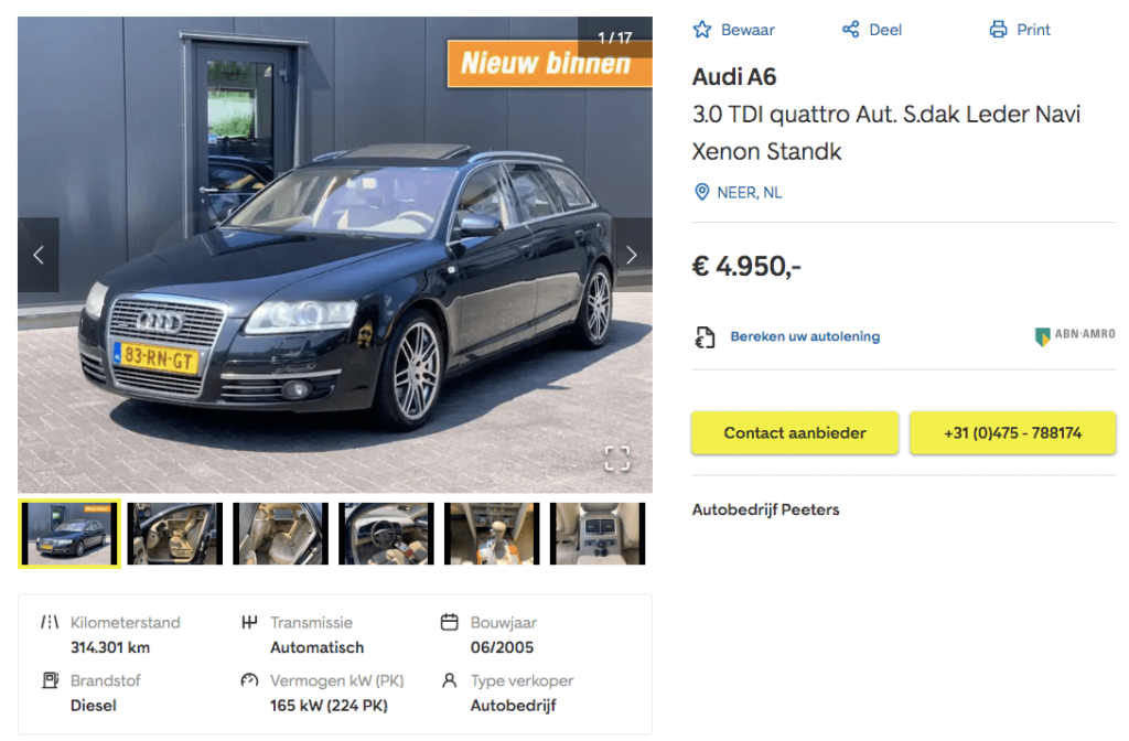 Auto: Audi A6 te koop advertentie voor 5000 euro
