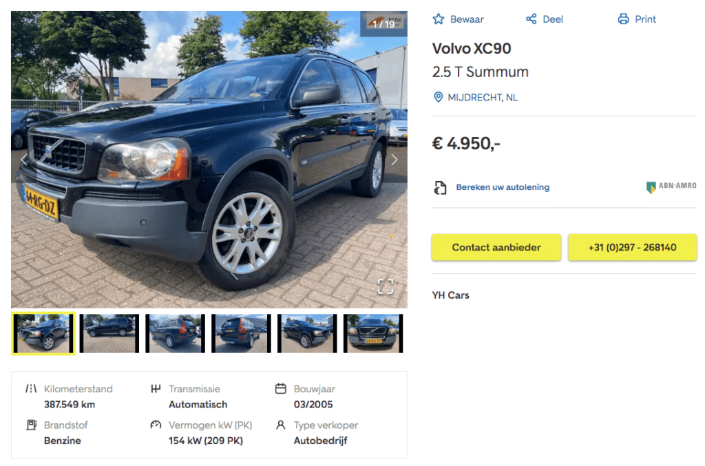 Auto: Volvo XC90 te koop advertentie voor 5000 euro